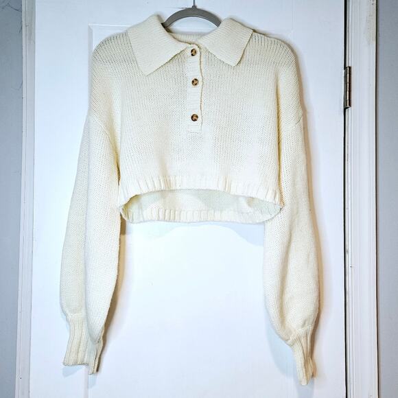 WeWoreWhat Cropped Collared Sweater - Picture 1 of 5